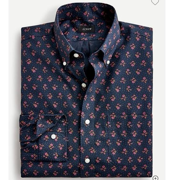 J.Crew shirt Men's XL Button Down Floral Secret Stretch Classic Blue Whimsy - Picture 1 of 9